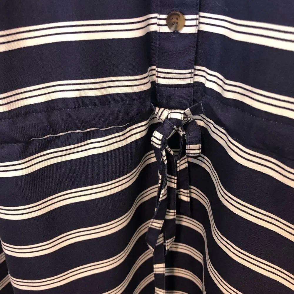 Lands End Women's Plus Size Rayon Short Sleeve Button Front Dress Striped Sz 1X